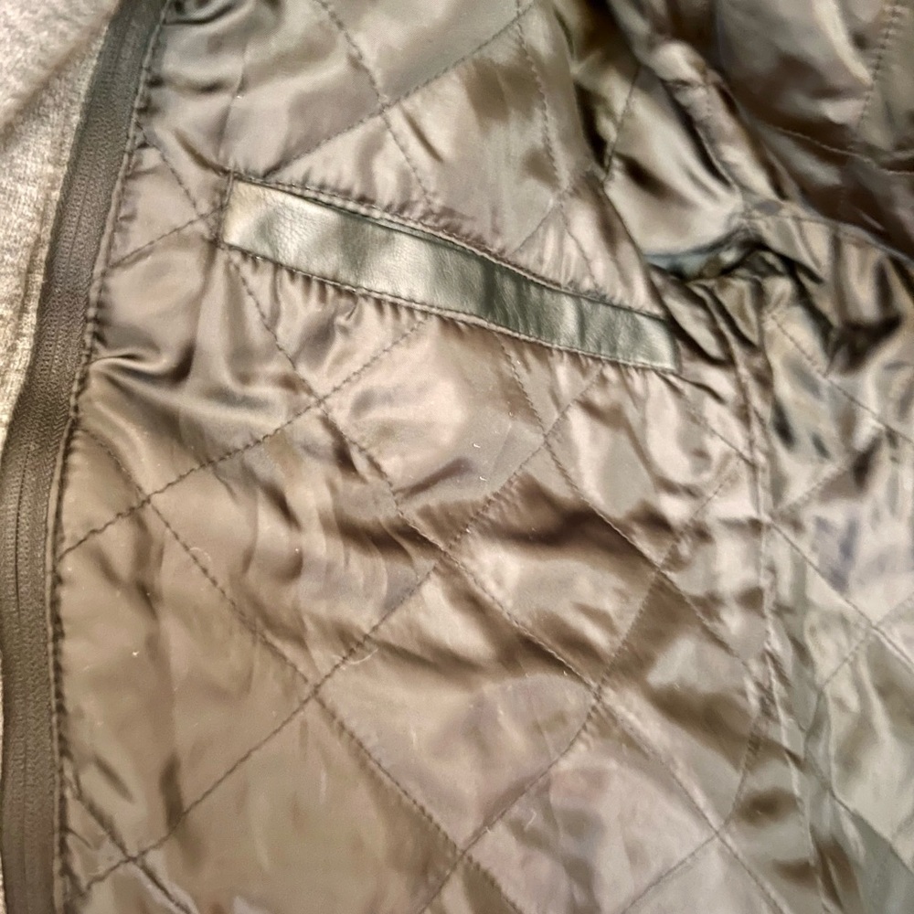 GUESS Mens Black Faux Leather Moto Jacket Detachable Hood Size Medium Biker Edgy - Picture 9 of 16